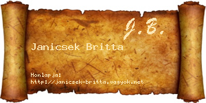 Janicsek Britta névjegykártya